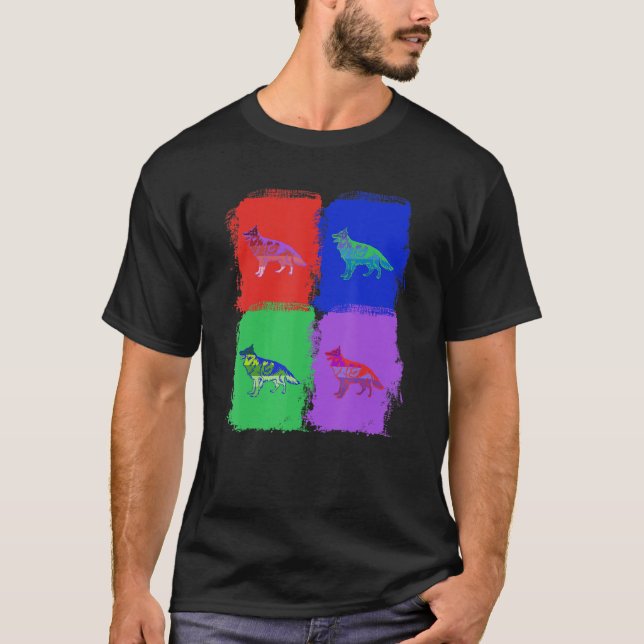 Tysk schepherd German Shepherd Pop Art T Shirt (Framsida)