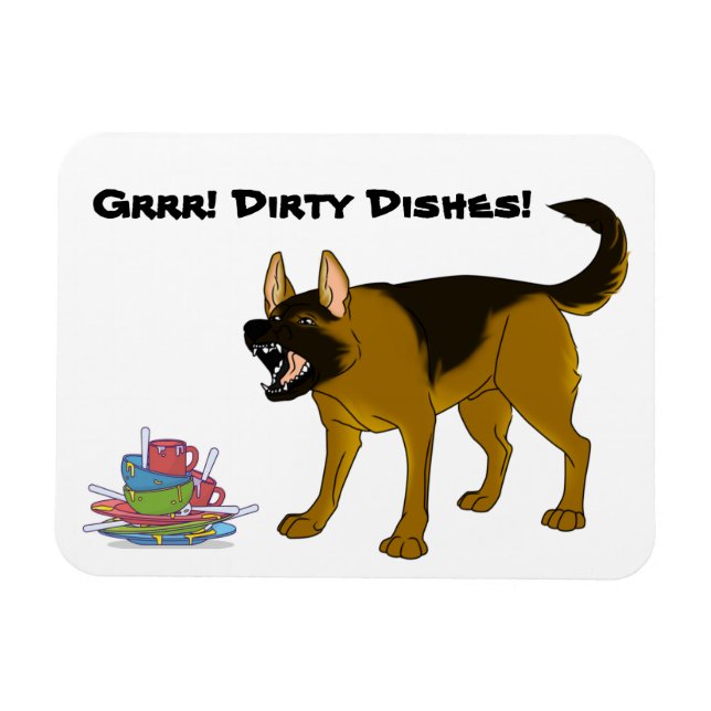 Tysk schepherd Hund Dirty Dprojektion Magnet (Horisontell)