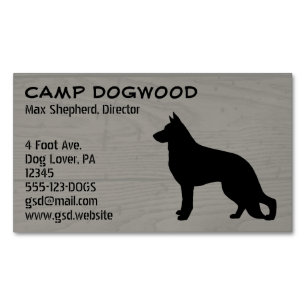 Tysk schepherd Hund Silhouette Faux Wood Stil Magnetiska Visitkort