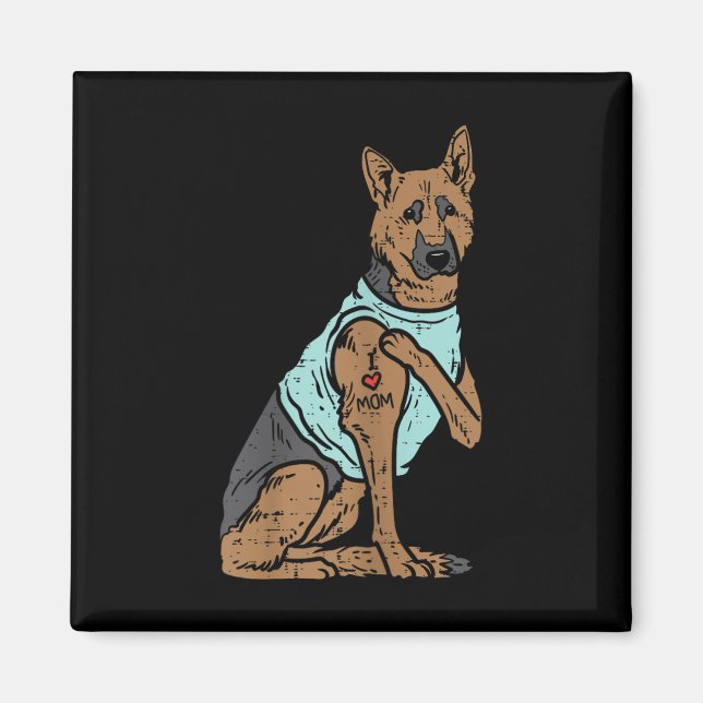Tysk schepherd I Kärlek Mamma Tattoo K9 Hund älska Magnet (Framsidan)