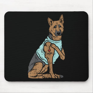 Tysk schepherd I Kärlek Mamma Tattoo K9 Hund älska Musmatta
