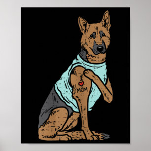 Tysk schepherd I Kärlek Mamma Tattoo K9 Hund älska Poster