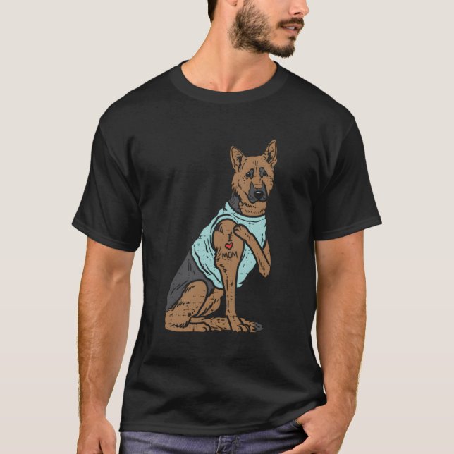 Tysk schepherd I Kärlek Mamma Tattoo K9 Hund älska T Shirt (Framsida)