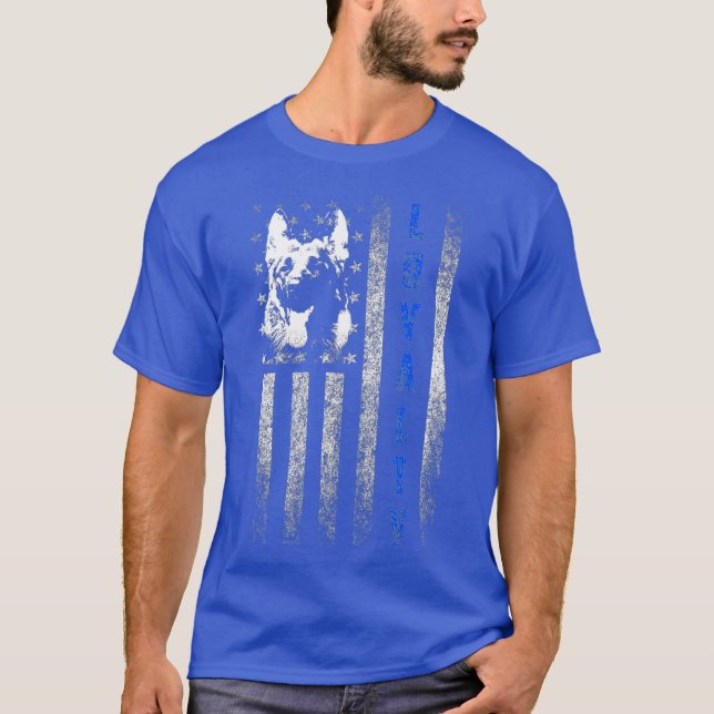 Tysk schepherd K9 Hund Blue Line Loyalty T Shirt (Framsida)