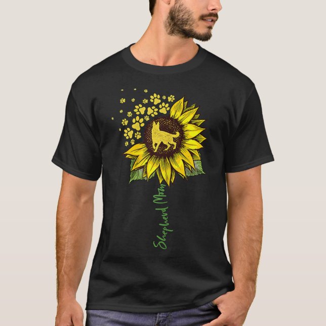 Tysk schepherd Mamma Solros Shepherd Hund Mamma Ma T Shirt (Framsida)