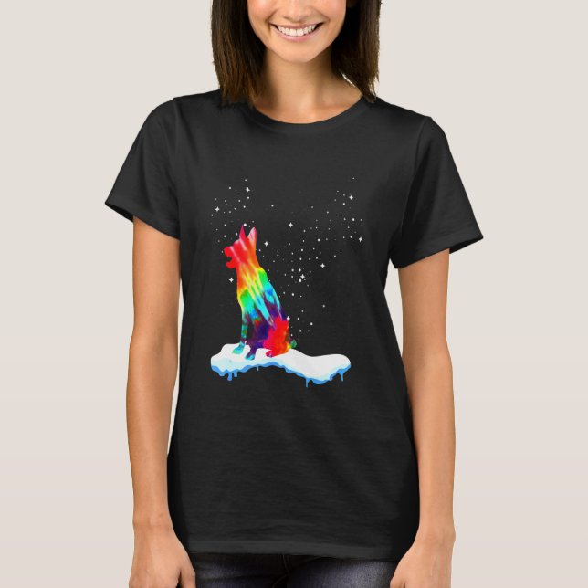 Tysk schepherd Ocean Tie Dye Rainbow Costume T Shirt (Framsida)