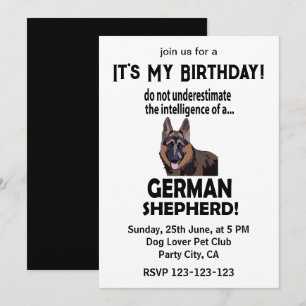 Tysk schepherd Pet Birthday German Shepherd Inbjudningar
