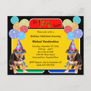 Tysk schepherd Puppy Birthday Barker Inbjudningar
