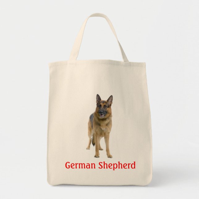 Tysk schepherd Puppy Hund Canvas Livsmedel Tote Ba Tygkasse (Framsidan)