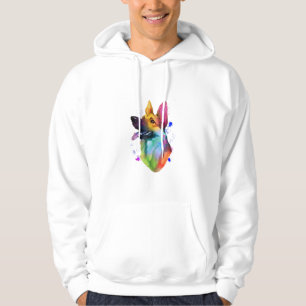 Tysk schepherd Rainbow Watercolor Paint Splatter Hoodie