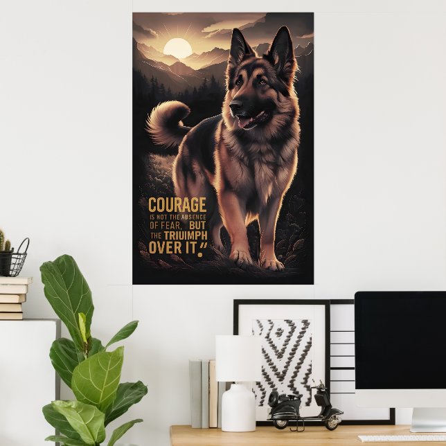 Tysk schepherd Sunrise Courage Poster (Hemmakontoret)