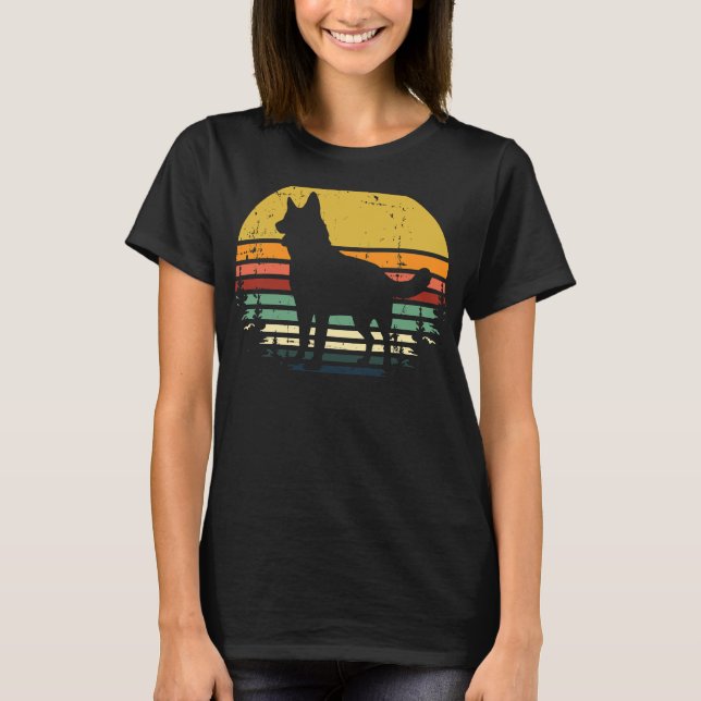 Tysk schepherd Sunset Retro German Shepherd Sunse T Shirt (Framsida)