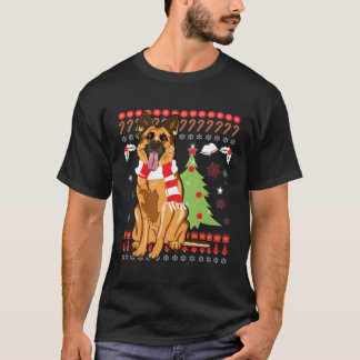 Tysk schepherd Ugly German Santa Träd for Christm T Shirt