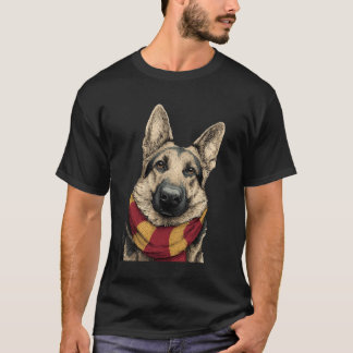 Tysk schepherd Wearing a Scarf T Shirt