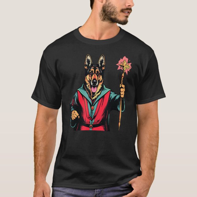 Tysk Schferhäxa Rolig Hund Magi T Shirt (Framsida)