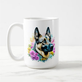 Tysk Schiefer-Mamma Rosa och Gula Blommor Kaffemugg