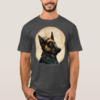 Tysk Sheperd Surreal Steampunk Artwork Hund älskar T Shirt