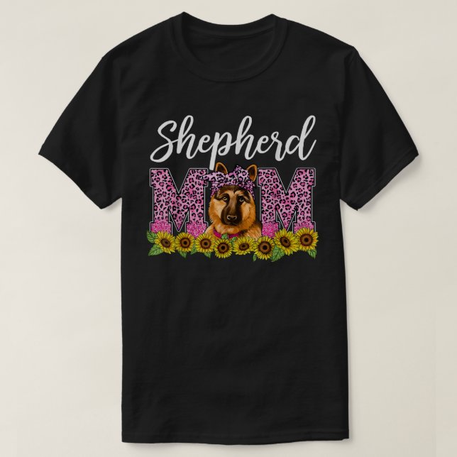 Tysk Shephard Mamma Leopard Best German Shephard M T Shirt (Design framsida)