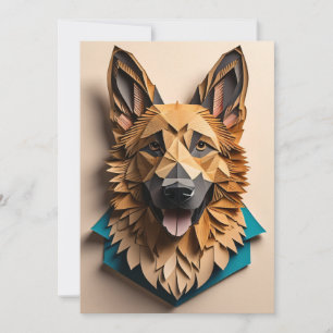 Tysk Shepherd 3D Papper Art Design T-shirt Inbjudningar