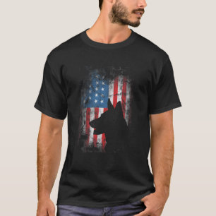 Tysk shepherd 4:e juli American Flagga Fog Kärlek T Shirt