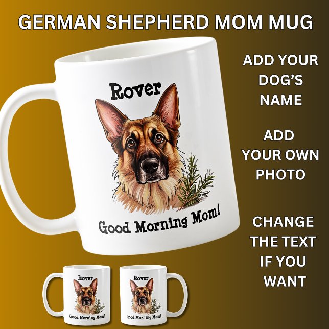 Tysk Shepherd Add Hund's Namn, Byt foto Kaffemugg (Skapare uppladdad)