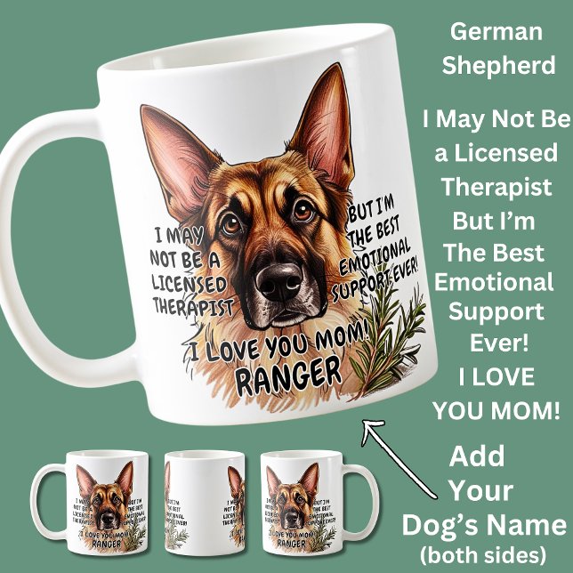 Tysk Shepherd Add Hund's Namn, Byt text Kaffemugg (Skapare uppladdad)