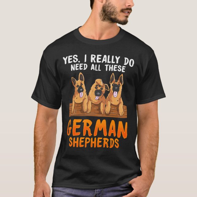 Tysk Shepherd Älskare Mammor Pappor Ord T Shirt (Framsida)