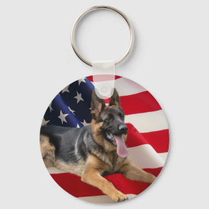 Tysk Shepherd America Keychain Nyckelring