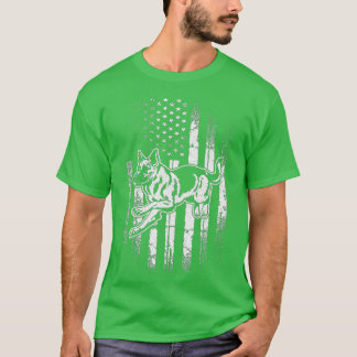 Tysk Shepherd AMERICAN FLAGGA Patriotic Hund Räddi T Shirt