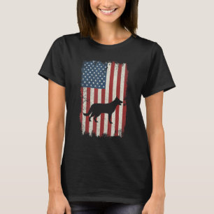 Tysk Shepherd American Flagga USA Hund Puppy Us 1 T Shirt