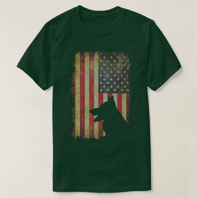 Tysk Shepherd American US Flagga Rolig hund Owner T Shirt (Design framsida)