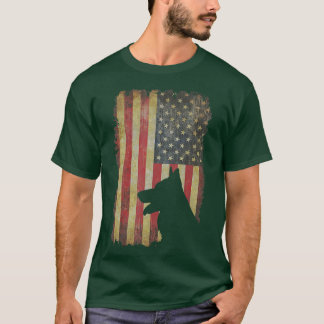 Tysk Shepherd American US Flagga Rolig hund Owner T Shirt