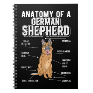 Tysk Shepherd Anatomy Rolig hund Anteckningsbok