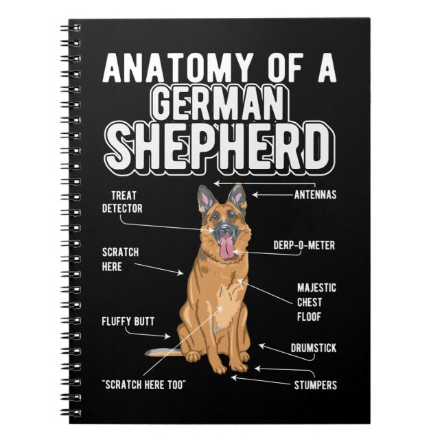 Tysk Shepherd Anatomy Rolig hund Anteckningsbok (Framsidan)