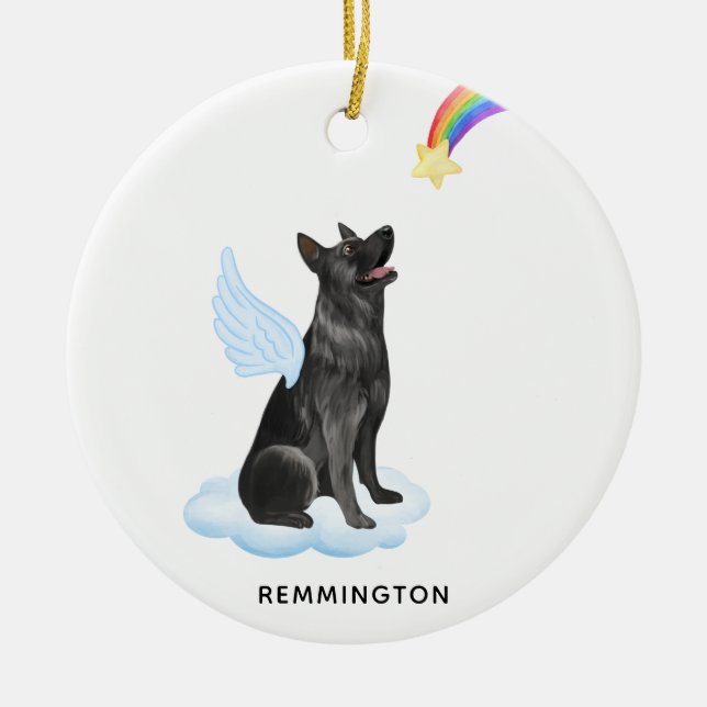 Tysk Shepherd Angel Personlig Hund Memorial Julgransprydnad Keramik (Framsidan)