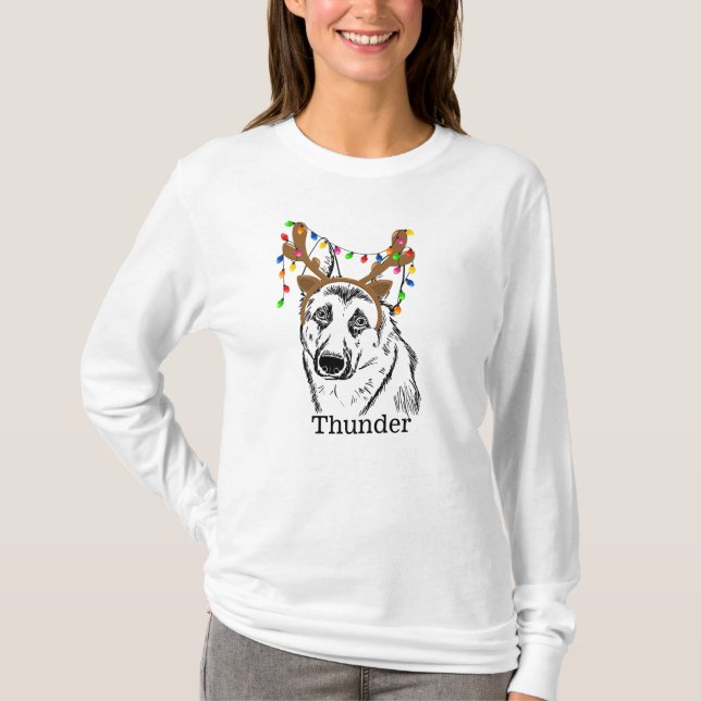 Tysk Shepherd anpassningsbar jul, hund, mamma, hun T Shirt (Framsida)