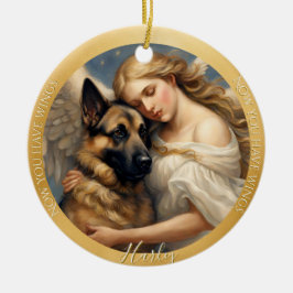 Tysk Shepherd Art Foto Minne Jul Julgransprydnad Keramik