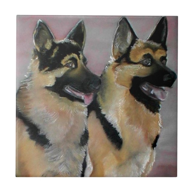 Tysk Shepherd Art Tile Kakelplatta (Framsidan)