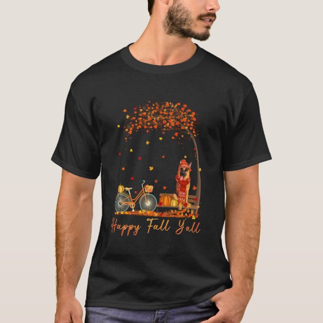 Tysk Shepherd Autumn Fall Pumpkin Lastbil Mappe Th T Shirt (Framsida)