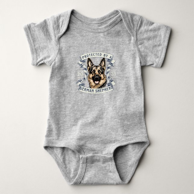 Tysk Shepherd Baby Bodykostdräkt T Shirt (Framsida)