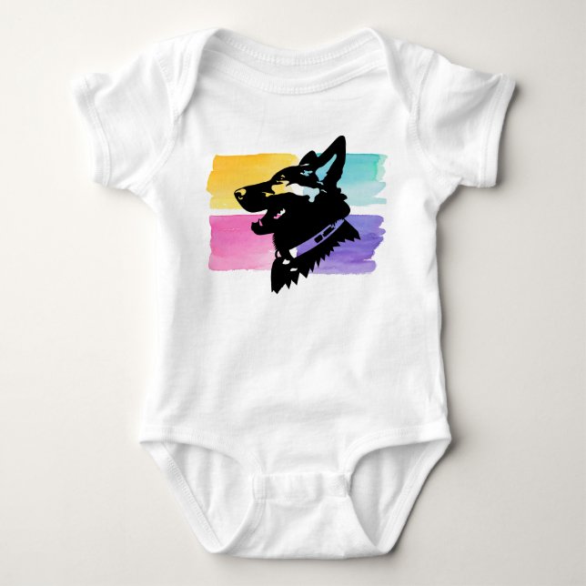 Tysk Shepherd Baby Bodykostymer Colorful T Shirt (Framsida)