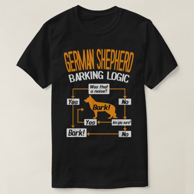 Tysk shepherd Barking Logic T Shirt (Design framsida)