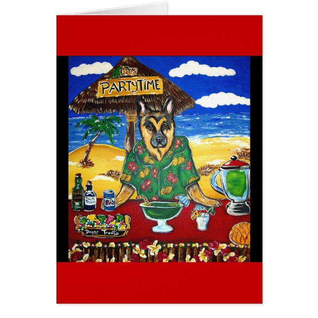 Tysk Shepherd Bartender Hälsningskort (Framsidan)