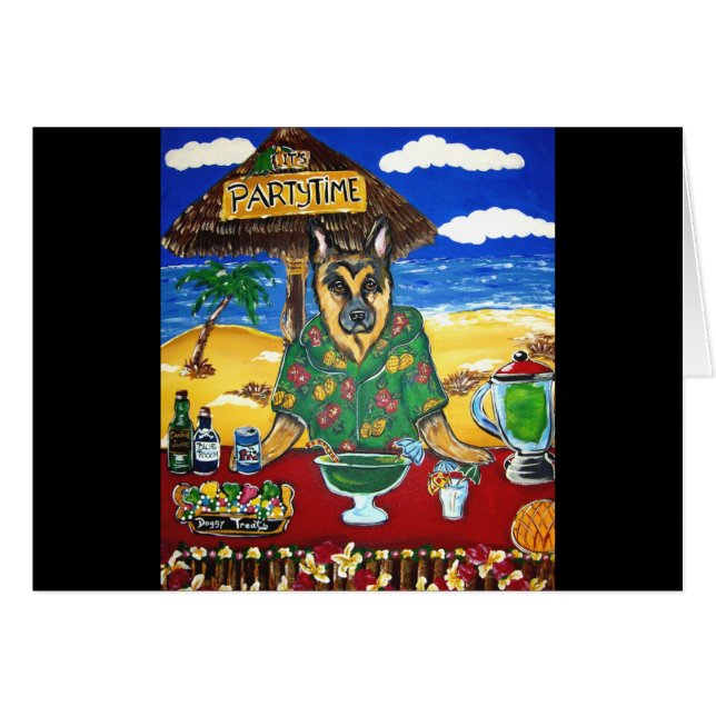 Tysk Shepherd Bartender Hälsningskort (Framsidan Horizontal)