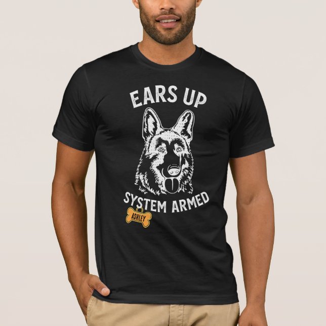 Tysk Shepherd Big hund Armed T Shirt (Framsida)