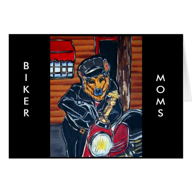 Tysk Shepherd Biker Hälsningskort (Framsidan Horizontal)
