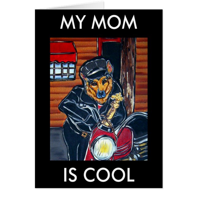 Tysk Shepherd Biker Hälsningskort (Framsidan)