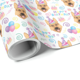 Tysk shepherd Birthday Wrapping Papper Presentpapper