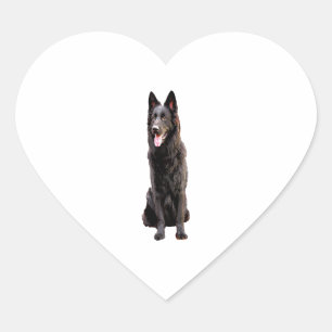 Tysk Shepherd Black Hund Hjärtformat Klistermärke