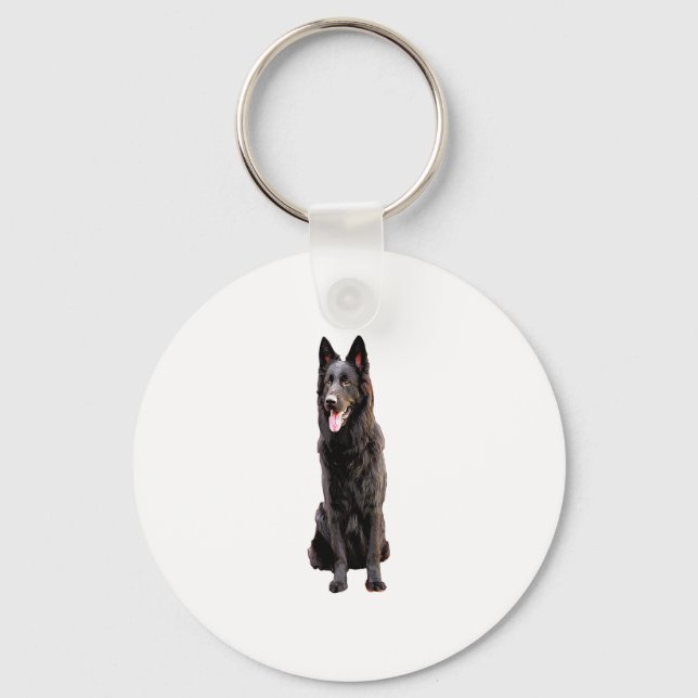 Tysk Shepherd Black Hund Nyckelring (Framsida)